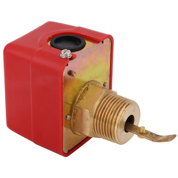 YAHHU Brass Water Flow Switch AC 250V 10Bar Paddle Control NPT Thread Red for Water Cooling Units and Central Air Conditioning