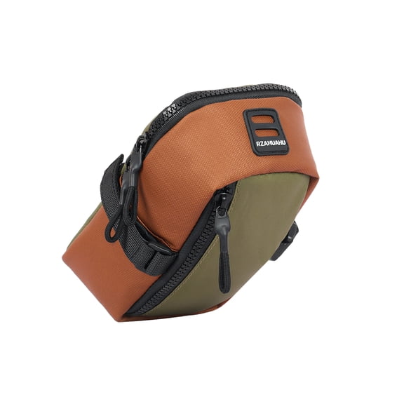 YAHHU Brown Green Waterproof Large Capacity Bicycle Saddle Bag Expandable Rear Seat Trunk Bike Under Seat Tail Pouch for Mountain Road Cycling (8.27 inches / 21.00 cm)
