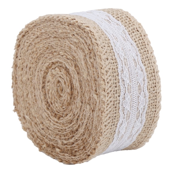 YAHHU Burlap Ribbon 5.5yd DIY Diverse Styles Lace Burlap Roll for Wedding Party Gift Packaging Industrial Packaging Arts Crafts Small Lace Border Design Elegant Rustic Decor Ribbon (2 inches / 5 cm)