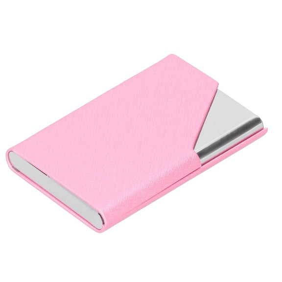 YAHHU Business Card Holder Stainless Steel Innovative Name Card Case Organizer for Commercial Use Pink 007# Metal Pocket Size Wallet Accessory Exquisite Professional Gift for Men Women 3.7 inches