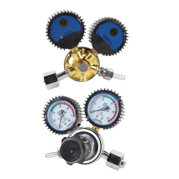 YAHHU CO2 Regulator 2 Gauges Double Stage Precise Control Metal Construction M16x1.5 G5/8in-14 Out for CO2 Tank Pressure (6.3 inches / 16 cm)
