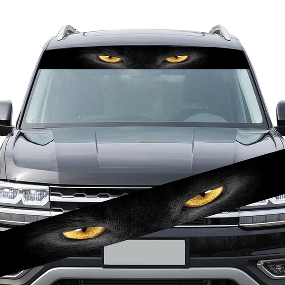 YAHHU Car Front Windshield Sticker 3D Stereoscopic Yellow Cat Eye Decals Sunshade Waterproof Auto Exterior Decoration Accessories For Most Vehicles Includes 1 Piece (8.26 inches / 21 cm)
