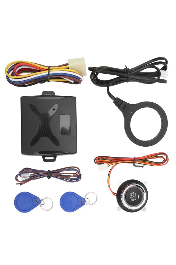 Car Push to Start Ignition Kit Smart Engine Start Stop Button Keyless Go System Universal for 12V Vehicles with Smart Inductive Keys and ECU Control Box