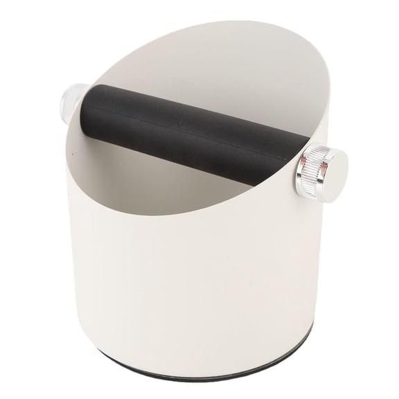 YAHHU Carbon Steel Coffee Knock Box Compact White Grounds Container for Easy Cleanup & Recycling