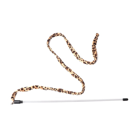 YAHHU Cat Interactive Leopard Print Wand Toy with Bell, Lightweight Polyester Fiber Stick for Play & Exercise
