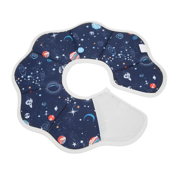 YAHHU Cat Recovery Collar Waterproof Breathable Foldable Protective Pet Elizabethan Cone for Puppy Kitten, Space Planet Pattern, Medium (7.5-9.8 inches / 19-25 cm)