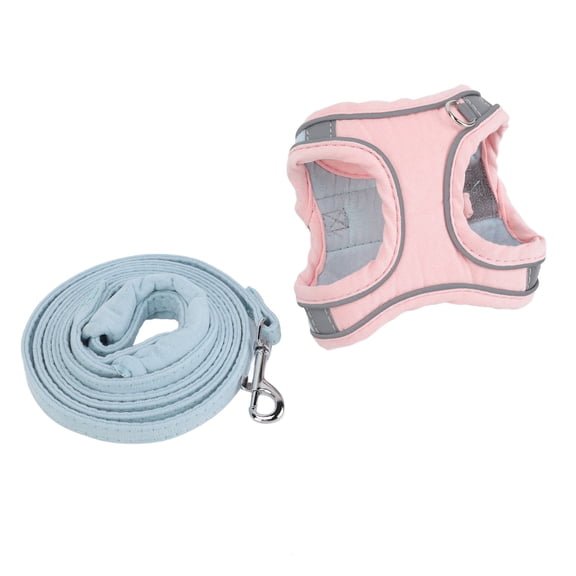 YAHHU Cat Vest Harness and Leash Set, Reflective Adjustable Escape Proof Kitten Walking Jacket Cozy Suede Color Blocked Safety Harness, Blue Pink M (12.0x11.0 in / 30.5x27.9 cm)