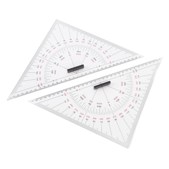 YAHHU Chart Drawing Triangle Ruler Precise Scale Transparent 300mm Acrylic Easy to Use for Nautical Navigation