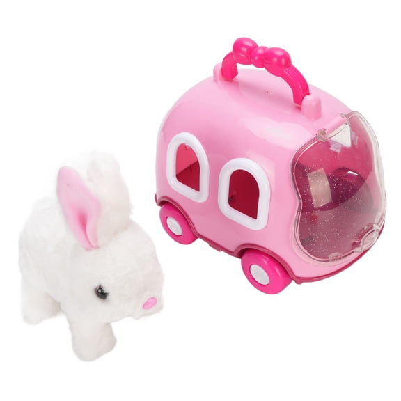 YAHHU Children Electric Simulation Bunny Plush Toy Interactive Pet Rabbit Set with Handheld Cage and Care Accessories, 11 inches / 28 cm