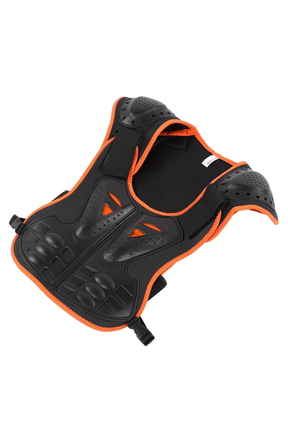 Children Riding Chest Back Protector Skating Reflective Guard Vest Adjustable Jackets, Orange Black, L