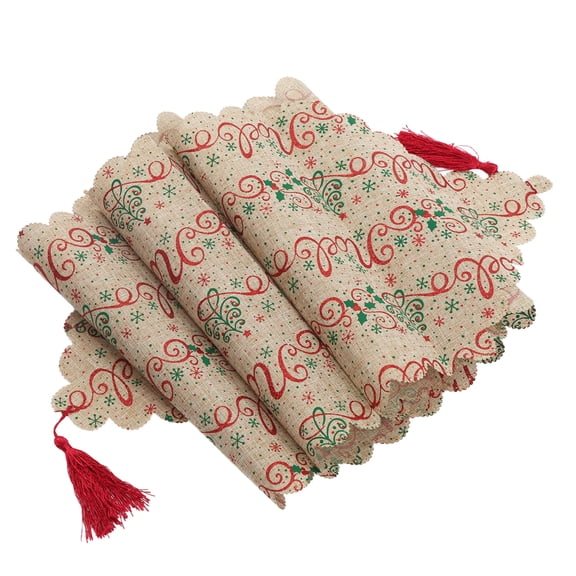 YAHHU Christmas Table Runner Elegant Beautiful Exquisite Classic Pattern Durable Linen 15 in / 38 cm