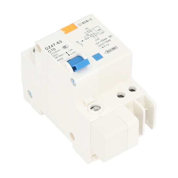 YAHHU Circuit Breaker Mini MCB 1P+N 10A 230V 400V 30mA 6000A Breaking Capacity for Home Safety, Electrical Leakage Protection Switch, Pa66 Material, DIN Rail Mount, 3.94 in Length