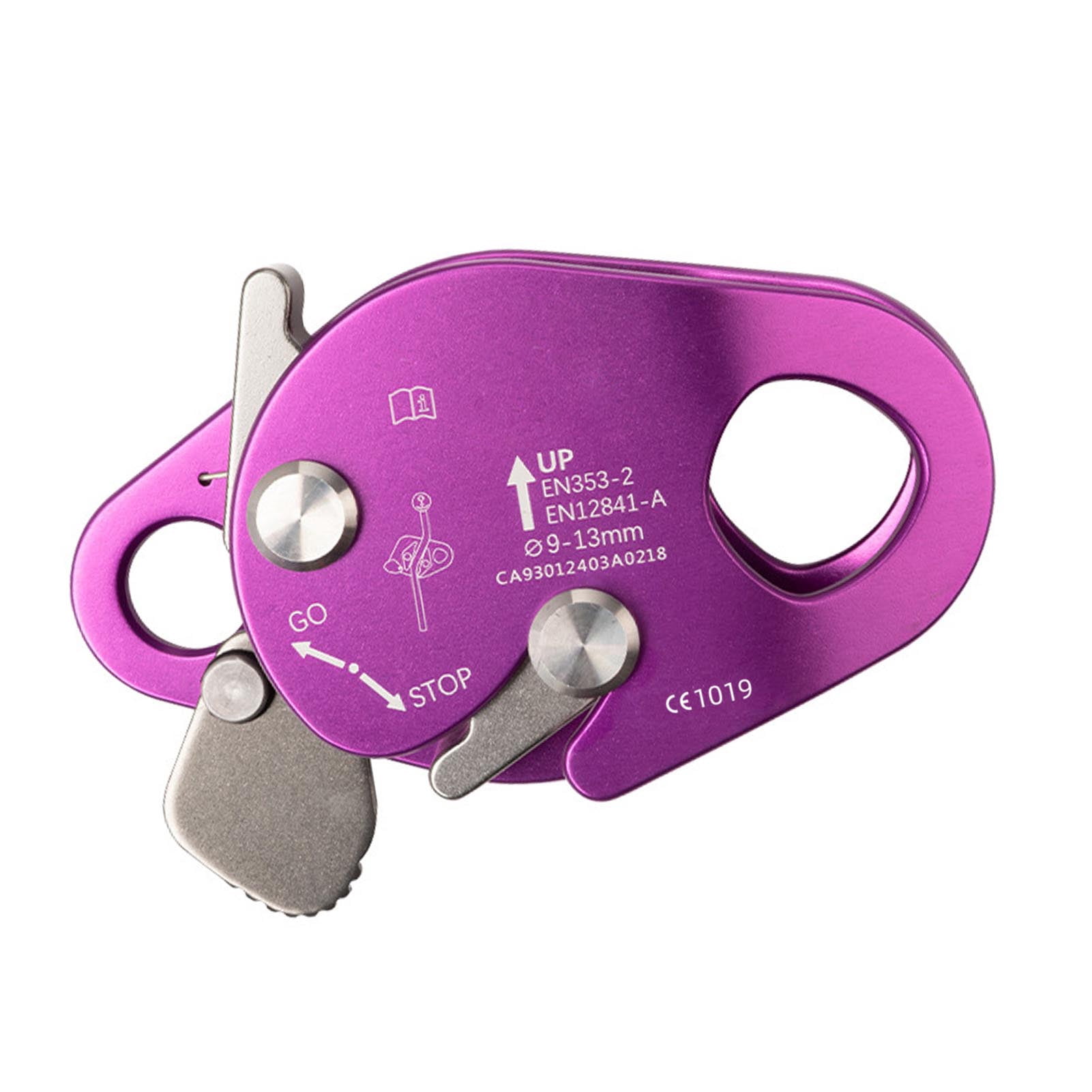 YAHHU Climbing Rope Grab Belay Device Practical Trees Climb Ropes Survival Tools for Mountaineering Caving High Altitude Fall Protection Self-Locking Gear, Purple