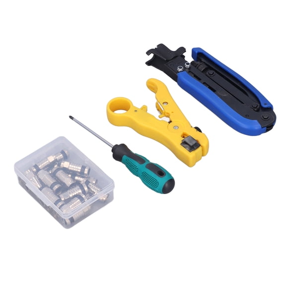 YAHHU Coax Cable Crimper Kit Multifunctional Coaxial Compression Tool Network Toolkit for Stripping RG59 RG6 RG11 Connectors Adjustable Crimping Pliers Set with Storage Bag for Home Repair
