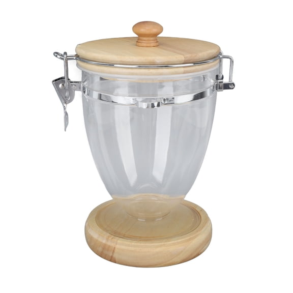 YAHHU Coffee Bean Container Loose Leaf Tea Sugar Nuts Canister Clear Food Storage Jar with Airtight Oak Lid S 950mL / 32 oz
