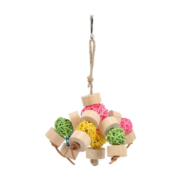 YAHHU Colorful Parrot Chewing Toy Hanging Sepak Takraw Foraging Bird Toy Small