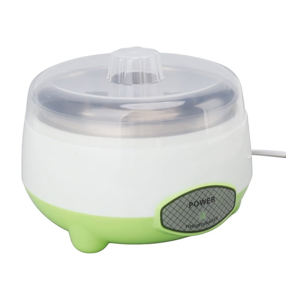 YAHHU Compact Yogurt Maker Machine with Stainless Steel Container, 4.7 x 6.3 inches / 12 x 16 cm Constant Temperature DIY Yogurt Maker for Homemade Delicacies, Green 15W US Plug 110V