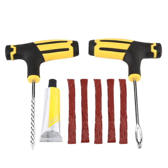 YAHHU Complete Tubeless Tire Flat Repair Tool Kit for Cars Auto Trucks Emergency Puncture Fixing 8 Pieces (6.3 in / 16 cm)