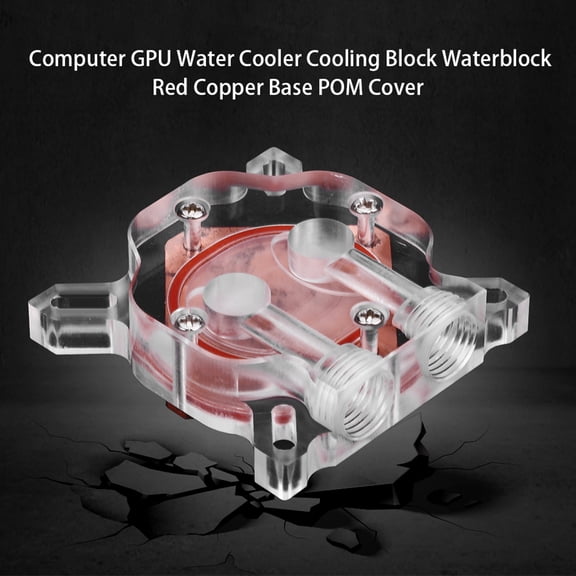 YAHHU Computer GPU Water Cooler Cooling Block, Red Copper Base with POM Cover, High Heat Dissipation, G1/4 Thread, 1.6 x 1.6 inches / 40.6 x 40.6 mm, Desktop PC Liquid Cooling Block