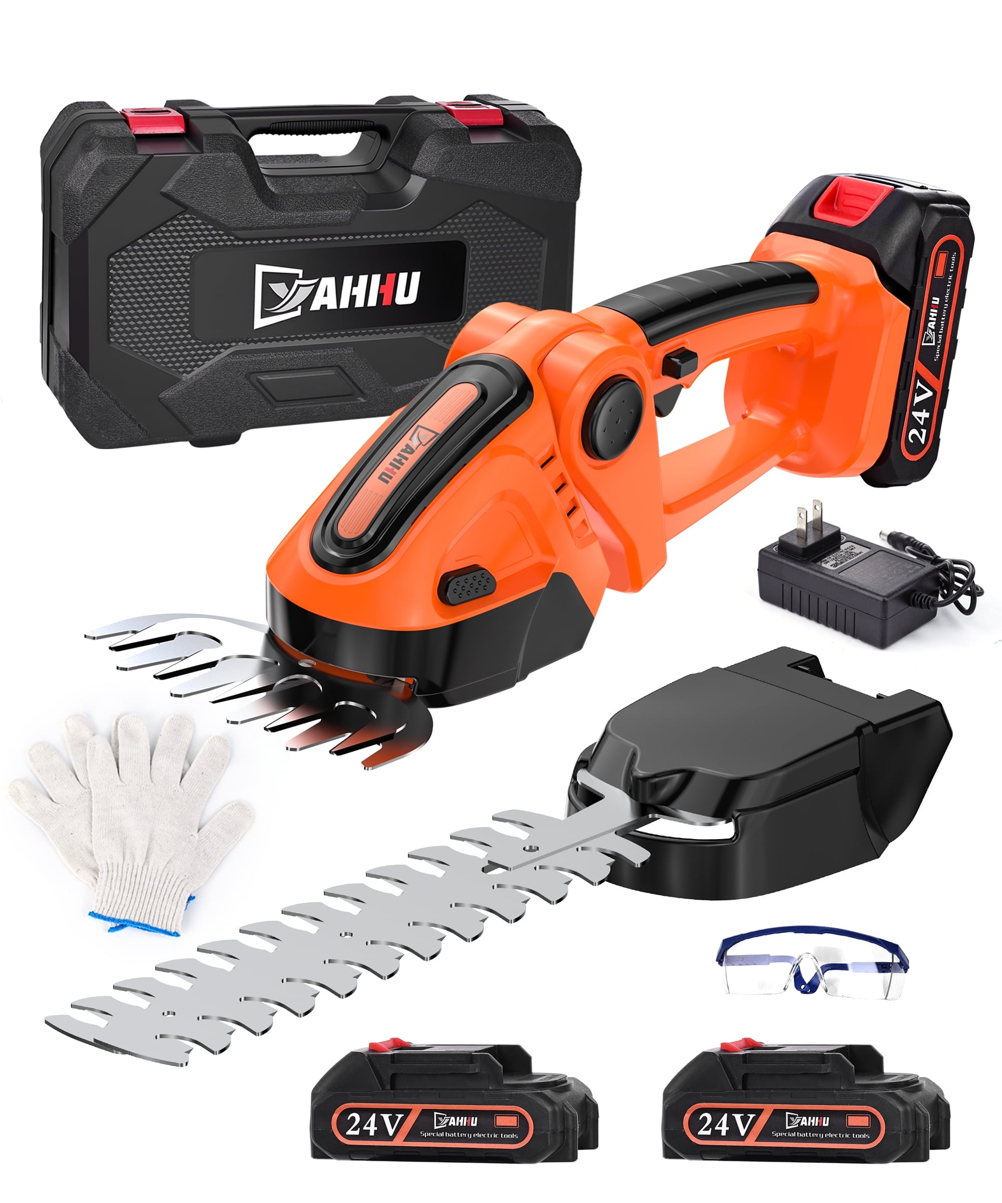 YAHHU Cordless Hedge Trimmer, 2 in 1 Handheld Electric Grass Trimmer , Trimmer for Bush,Tree, Garden, Patio and Lawn