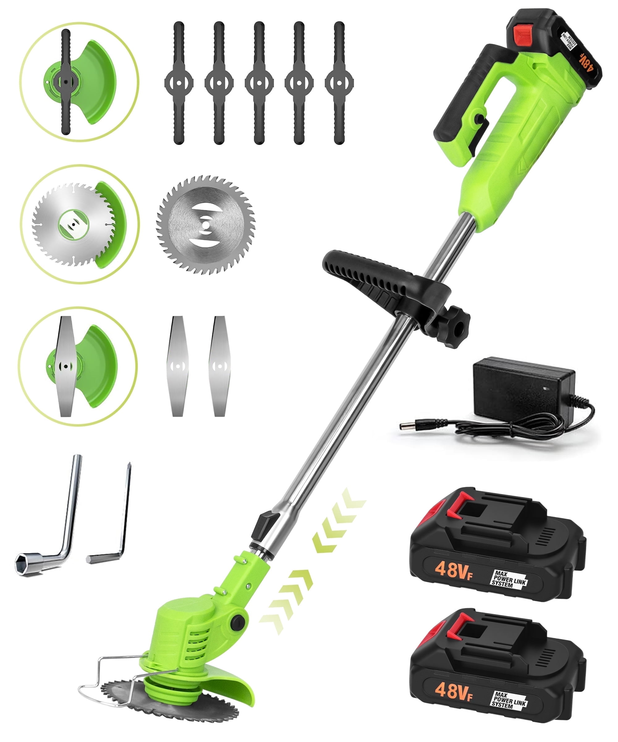 YAHHU Cordless Weed Wacker Battery Powered 21V - Trimmer, Edger, and Mower with Multiple Blades for Garden