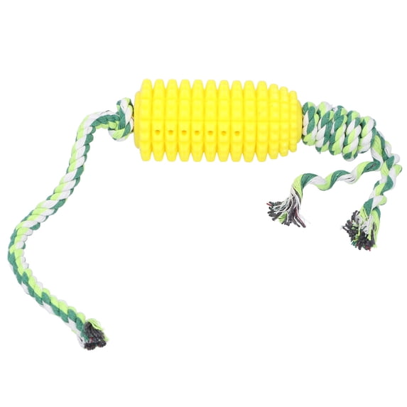 YAHHU Corn‑Shaped Teething & Teeth‑Cleaning Dog Toy with Cotton Rope – Bite‑Resistant TPR, Dual‑Side Channels for Toothpaste & Treats