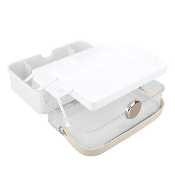 YAHHU Cosmetic Organizer Box Large Capacity Plastic Dust Proof Vanity Makeup Storage Box White