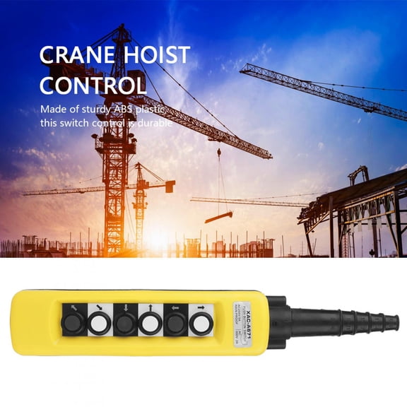 YAHHU Crane Chain Hoist Push Button Switch Lifting Pendant Controller 6 Buttons, 18.5 inches / 47 cm, Heavy Duty ABS