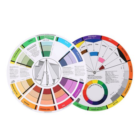 YAHHU Creative Color Wheel Paint Mixing Learning Guide Art Class Teaching Tool for Nail Art Makeup Blending Board Chart 9.45 inches / 24 cm Diameter Artist Color Wheel for Beginners and Professionals