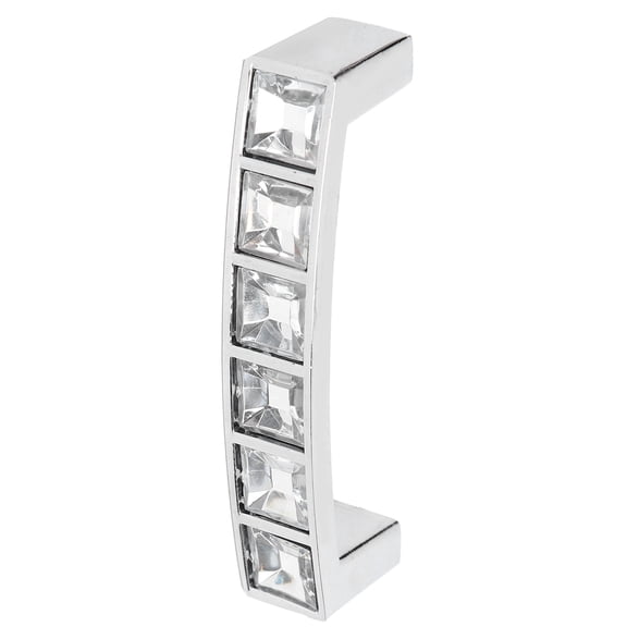 YAHHU Crystal Handle Modern Simple Cabinet Door Diamonds Double Hole Handle Drawer Pull Furniture Knob Hardware Replacement for Home Wardrobe Dresser Shoe Cabinet Chrome Finish 2.52 Inch Hole Center
