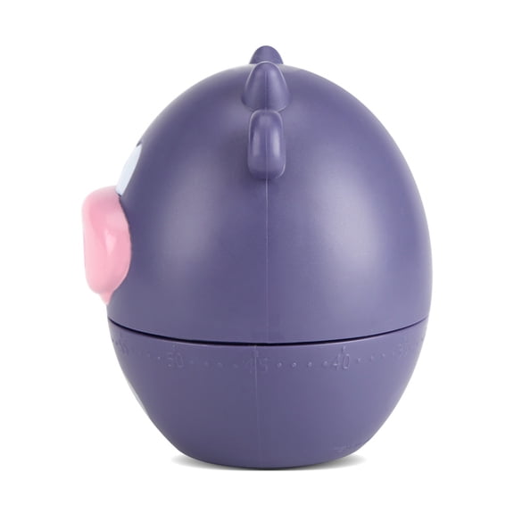 YAHHU Cute Cartoon Mechanical Kitchen Timer, 55 Minutes Cooking Baking Countdown Supplies, Purple Cattle Design (2.4 inches / 6 cm)