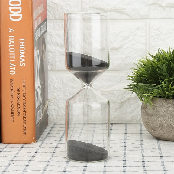 YAHHU Cylinder Shape 30 Minutes Sand Clock Sand Timer High Borosilicate Glass Home Desktop Ornament Birthday Valentine's Gift Decor Black (7.1 in / 18 cm)