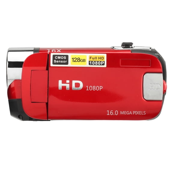 YAHHU D90 1080P 16MP Digital Camera 2.4 Inch Rotatable Screen Camcorder 16X Zoom HD Video Recorder with Fill Light Red for Students and Beginners (2.4 inches / 6.1 cm)