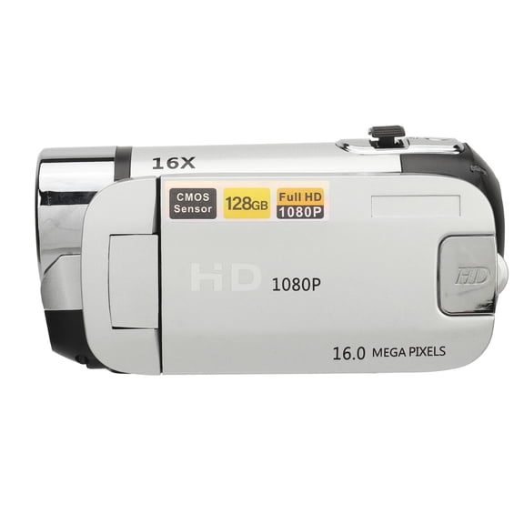 YAHHU D90 1080P 16MP Digital Camera 2.4 Inch Rotatable Screen Camcorder 16X Zoom HD Video Recorder with Fill Light Silver for Students and Beginners (2.4 inches / 6.1 cm)