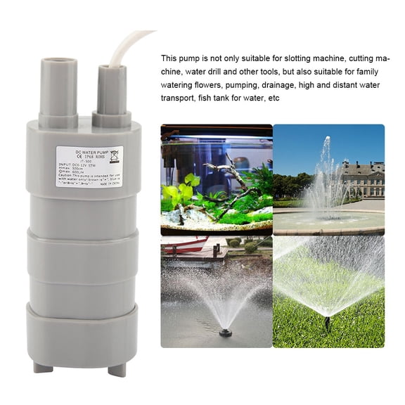 YAHHU DC 12V Submersible Deep Well Small Water Pump With 5.5 x 2.1 Female Plug 16.4 Feet Lift 158.5 GPH Flow Rate Ultra Quiet Motor for Slotting Machine Fish Tank and Gardening Projects