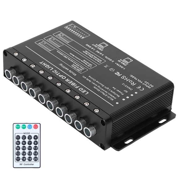 YAHHU DC12V LED Fiber Optic Light Engine with 10 Holes, RF Remote Control Meteor Lighting for Car Home Ceiling Decoration, 5W Pure White Light, Silver (6.1 x 3.4 x 1.3 inches)