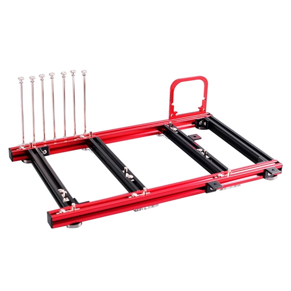 YAHHU DIY Mini Open Aluminum Alloy Frame ATX Motherboard PC Computer Case, Stackable Nude Building Blocks, Black/Red
