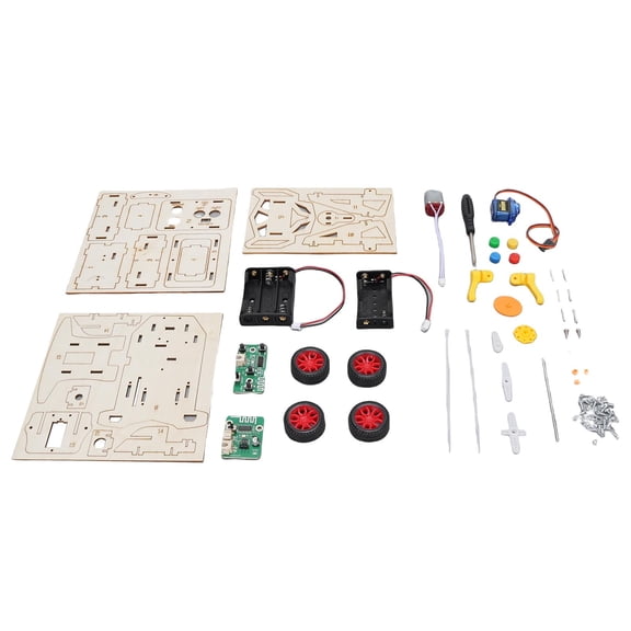 YAHHU DIY Model Cars Kit STEM Beech Wood Remote Control Projects Toys for Kids Construction Science Experiment Engineering Skill Development (10 x 6 x 2 inches / 24 x 15 x 5 cm)