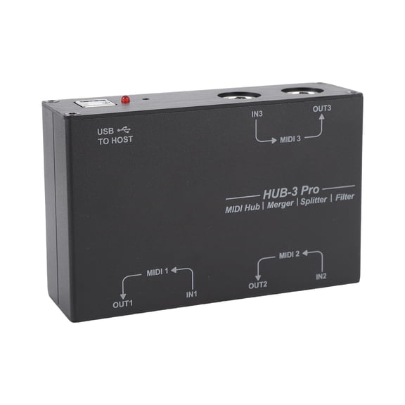 YAHHU DOREMiDi HUB-3 Pro USB MIDI Host Box 3-In 3-Out Interface Splitter Converter for Keyboard Synthesizer Electronic Piano