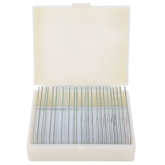 YAHHU DW-25 Microscope Prepared Slides Set, 25Pcs Clear Glass Biological Specimen Slides with Human Blood Smear, Animal Histology Samples for Student Science Education, 25 Count (10 x 8 x 4 Inches)