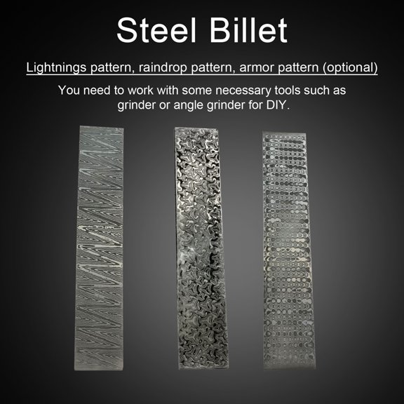 YAHHU Damascus Steel Billet Patterned Cutter Making Bar Embryo Forging Material Quenched Smoothed for Home Cutter DIY, 6.3 inches / 16 cm (Armor Pattern)