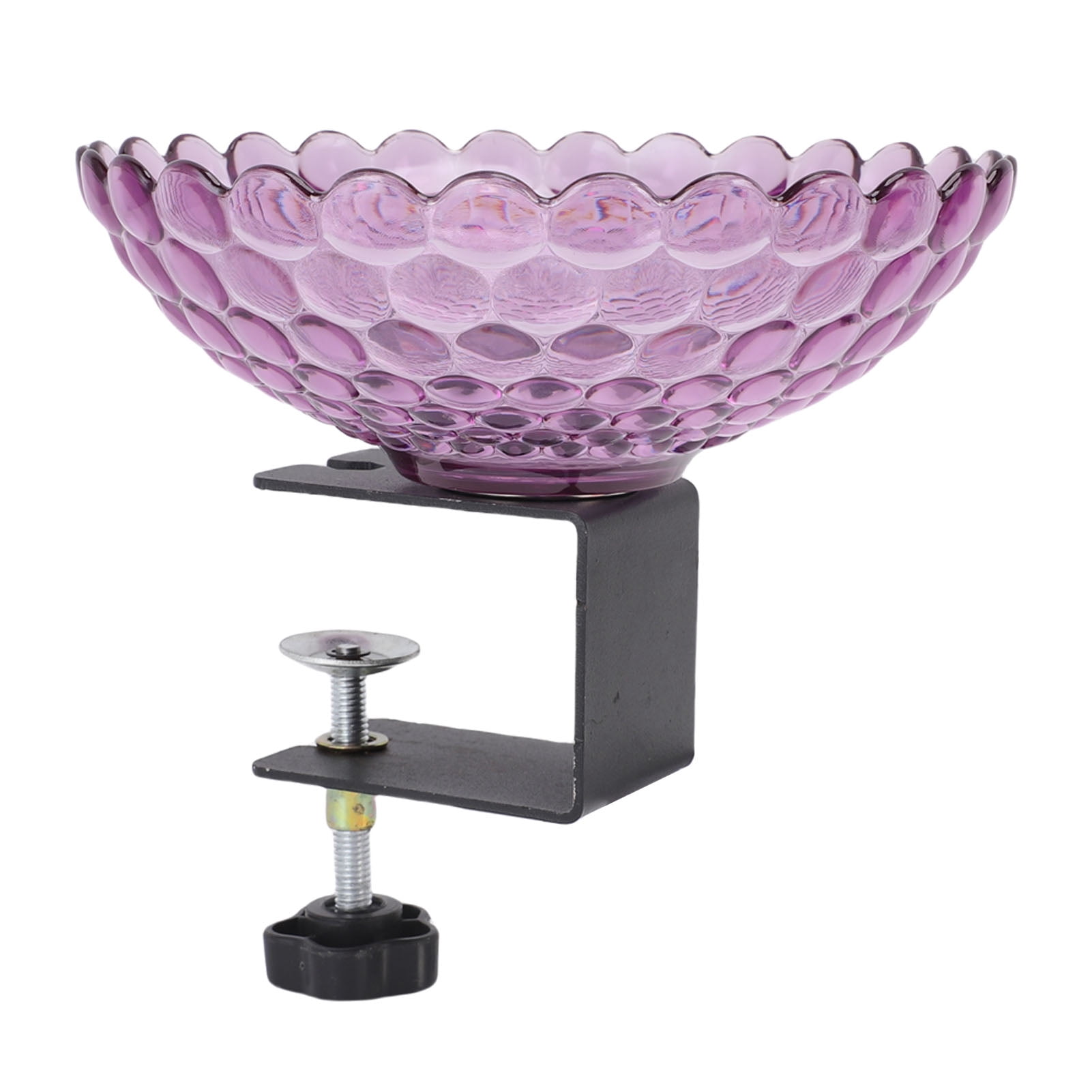 YAHHU Deck Mounted Bird Bath Plastic Detachable Bird Feeder Water Bowl with Adjustable Clamp for Fence Balcony Garden Yard Decor Purple 6.9x5.12 inches / 17.5x13 cm