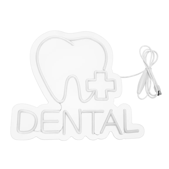 YAHHU Dental LED Neon Sign Brightness Adjustable Acrylic Panel LED Sign Decor for Theme Party USB Plug in Wall Art Decor for Dentist Clinic Room, 12.2x13.98 Inches