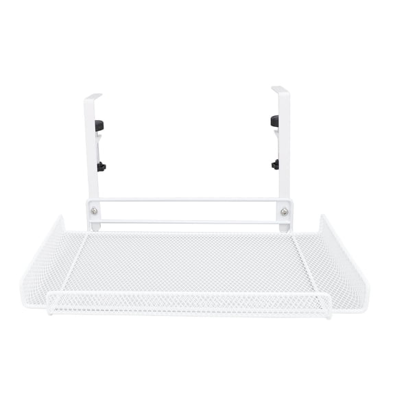YAHHU Under Desk Organizer Clamp On Cable Management Tray, Heavy Duty Wire Storage Basket for Power Strip, Router, and Cords, No Drill Installation, White