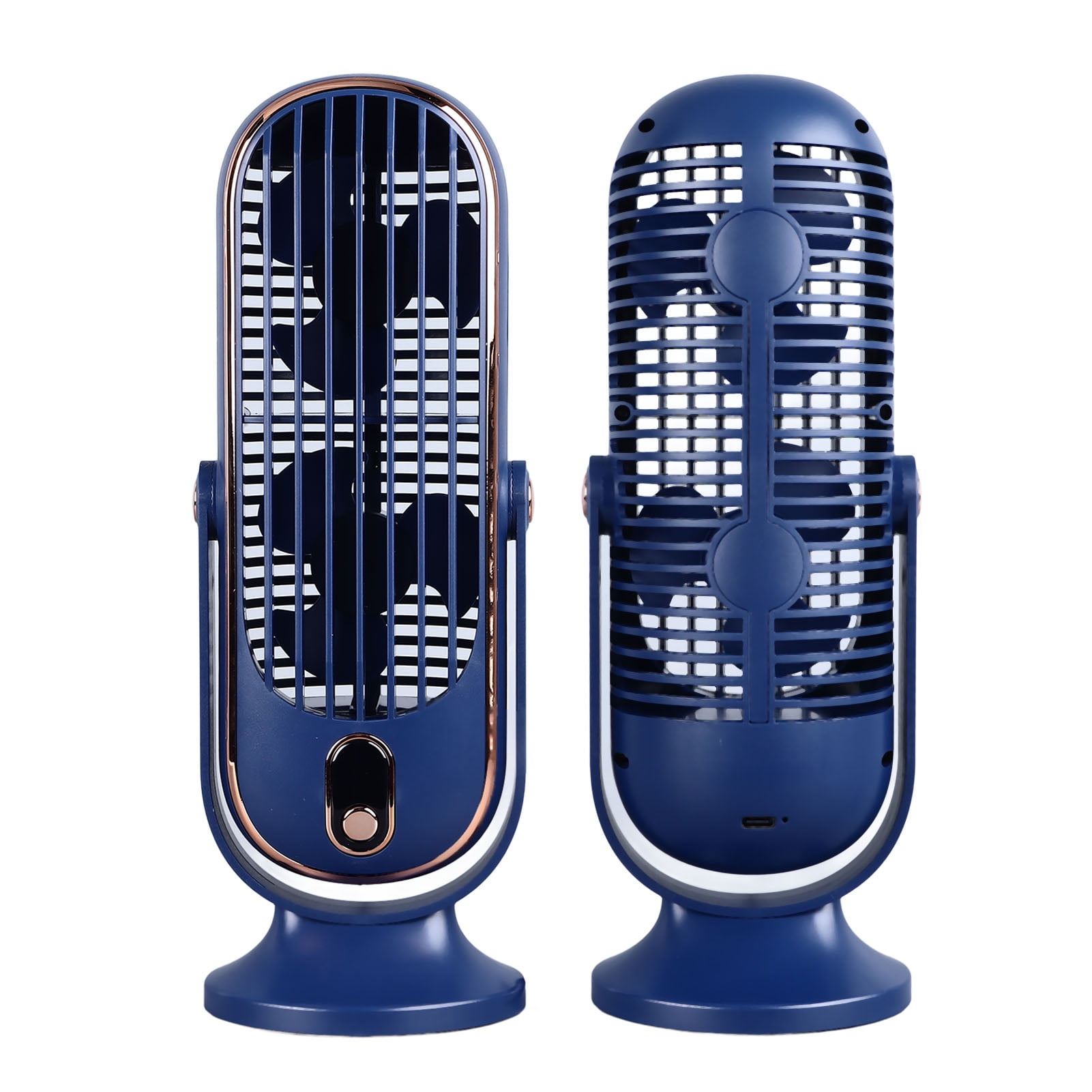 YAHHU Desktop Fan 1800mah USB Brushless Motor Oscillating Quiet 5 Speeds Desk Tower Fan for Home Car Office 10.6 inches / 27 cm Blue