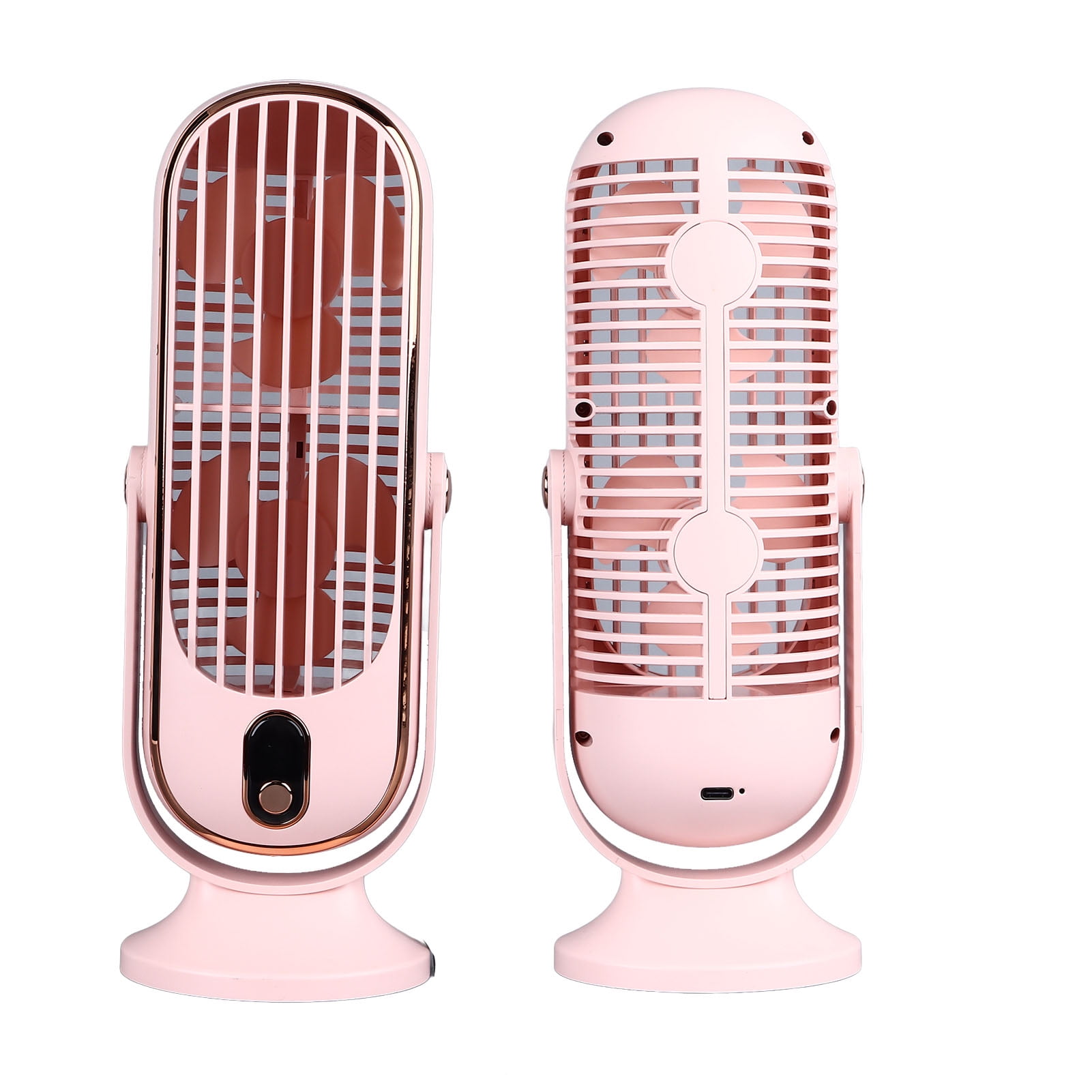 YAHHU Desktop Fan 1800mah USB Brushless Motor Oscillating Quiet 5 Speeds Desk Tower Fan for Home Car Office 10.6 inches / 27 cm Pink