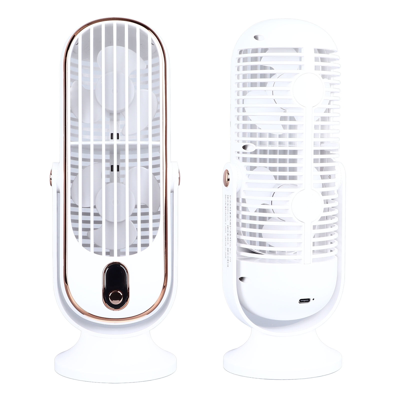 YAHHU Desktop Fan 1800mah USB Brushless Motor Oscillating Quiet 5 Speeds Desk Tower Fan for Home Car Office 10.6 inches / 27 cm White