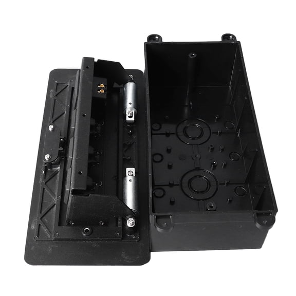 YAHHU Desktop Pop Up Socket Hidden Table Outlet Connection Box with 3 AC Outlets 2 USB Ports, 10.47 inches / 26.6 cm Aluminum Pop Up Power Strip for Office, Black Panel