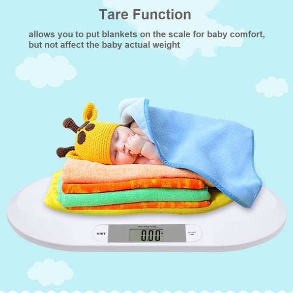 YAHHU Digital Baby Scale with LCD Display, Newborn and Toddler Infant Scale Weighs Up to 44 lbs / 20 kg, Tare Function & Auto Lock, 2 Weighing Modes, White