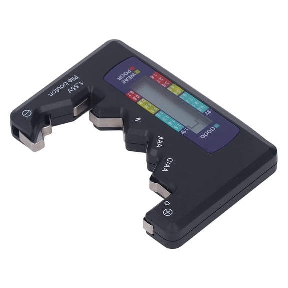 YAHHU Digital Battery Tester ABS LCD Screen Button Cell Checker for 1.5V 9V Metering Black 5.51 inches / 14.00 cm[cite: 1]